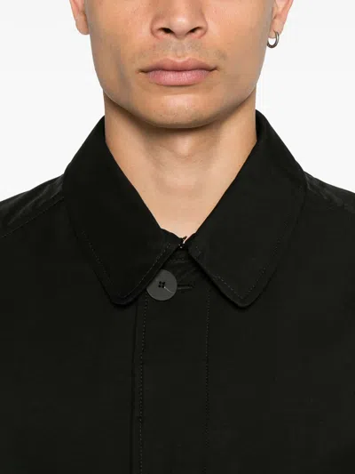 Studio Nicholson Long Wool Blend Coat With Side Pockets In Black