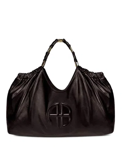 Anine Bing Medium Kate Embossed-logo Drawstring Tote Bag In Red