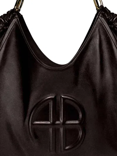 Anine Bing Medium Kate Embossed-logo Drawstring Tote Bag In Red