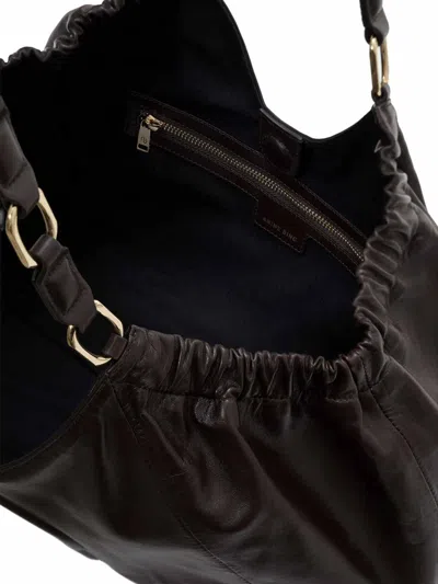 Anine Bing Medium Kate Embossed-logo Drawstring Tote Bag In Red