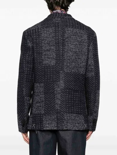 Etro Wool-blend Patchwork Blazer In Black