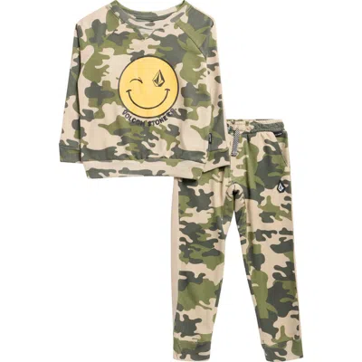 Volcom Kids' French Terry Graphic Pullover & Joggers Set In Green