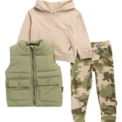 Volcom Kids' Puffer Vest, Hoodie & Joggers Set In Multi