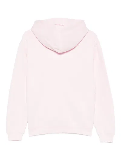 Acne Studios Fupiter Face Patch Fleece Zip Hoodie In Pink