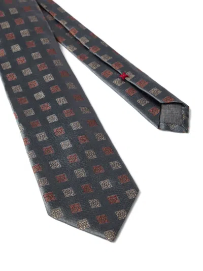 Brunello Cucinelli Necktie With Pattern In Gray