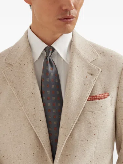 Brunello Cucinelli Necktie With Pattern In Gray