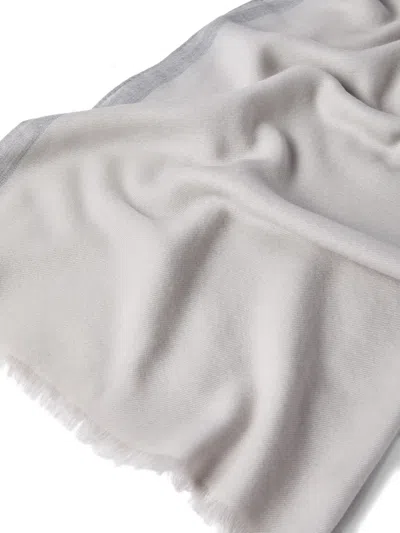Brunello Cucinelli Cashmere And Silk Scarf With Stripe In Gray