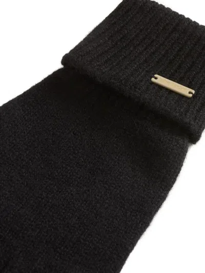 Woolrich Ribbed-cuff Cashmere Gloves In Black