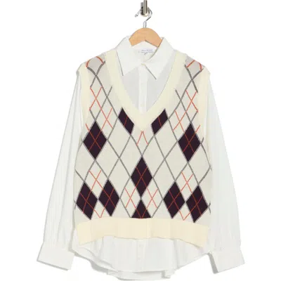 Jacquie The Label Mixed Media Vest Top In Off White Multi In Neutral