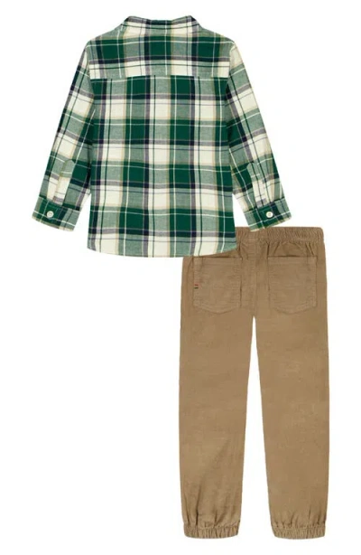 Tommy Hilfiger Flannel Button-up Shirt & Pants Set In Green