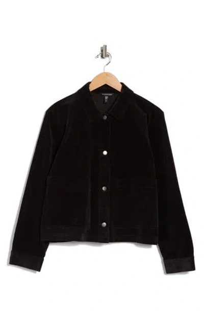 Eileen Fisher Classic Collar Corduroy Jacket In Black