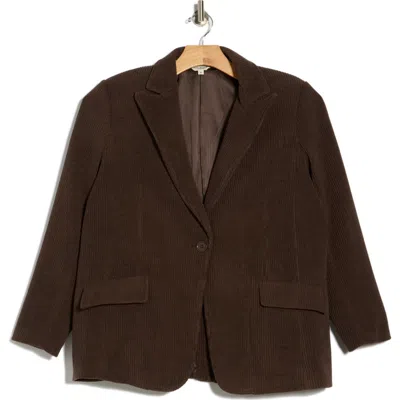 Max Studio Peak Lapel Single Button Corduroy Blazer In Brown