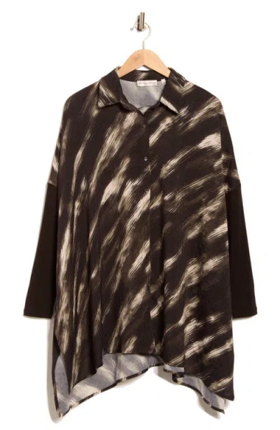 Patrizia Luca Oversize Long Sleeve Mixed Media Button-up Shirt In Multi