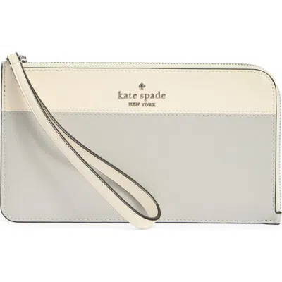 Kate Spade New York Lucy Colorblock Medium L Zip Wristlet In Gray