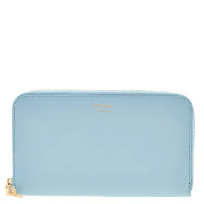 Ferragamo Logo-stamp Calf Leather Wallet In Blue