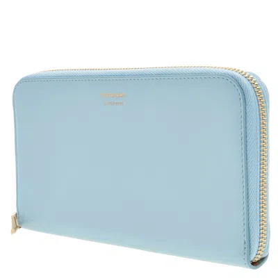 Ferragamo Logo-stamp Calf Leather Wallet In Blue