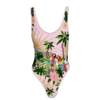 Oceanus Swimwear Women's Maya Scoop Back Tropical Swimsuit Pink In Pink