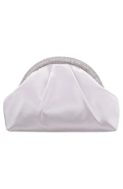 Nina Small Crystal Trim Frame Clutch In White