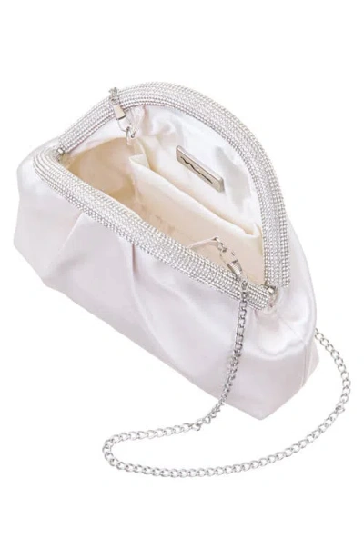 Nina Small Crystal Trim Frame Clutch In White