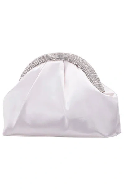 Nina Small Crystal Trim Frame Clutch In White