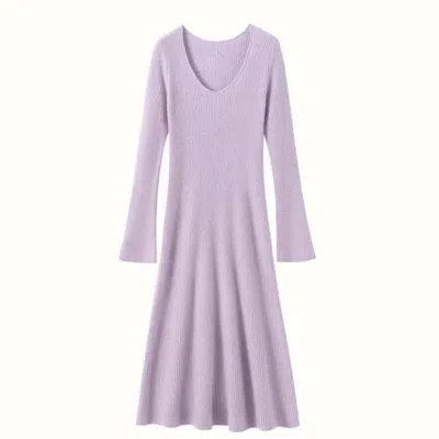 Jiaying Wang Wjy Studio London Women's Cashmere Slim-fit Versatile Mid-length Skirt & Stretch Sweater Dress Lavender Purple In Purple