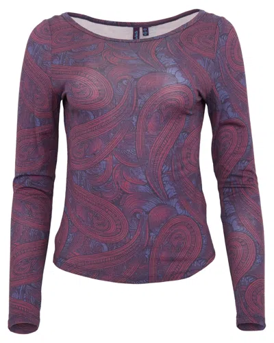 Lords Of Harlech Carly Merino Long Sleeve Boatneck Shirt In Purple