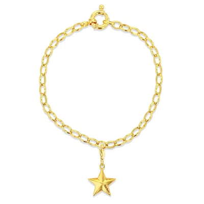 True Rocks Men's Mini Star Charm Belcher Bracelet Gold Plated In Gold