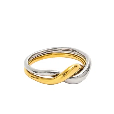 Mg Jewelry Women's Gold / Silver Interlocked Two Tone Waterproof Ring In Gold