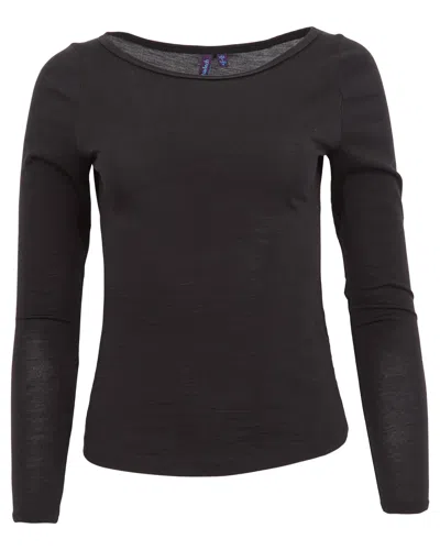 Lords Of Harlech Women's Carly Merino Long Sleeve Crewneck Shirt - Black In Black