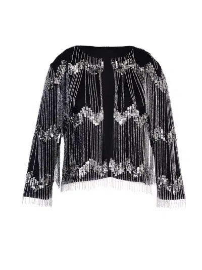 Rose & Nancy Women's Black / Silver Phoebie Black Silver Fringe Jacket In Multi