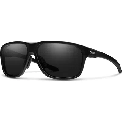 Smith Leadout Pivlock 63mm Chromapop™ Oversize Wraparound Sunglasses In Black
