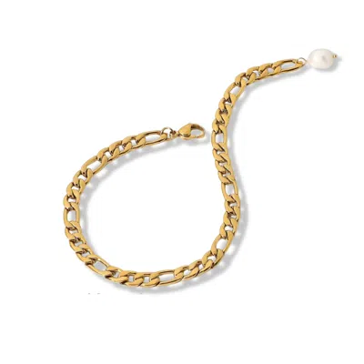 Mg Jewelry Women's Gold / White Pearl Waterproof Tag In Gold