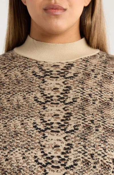Lyssé Lysse Declan Mock Neck Jacquard Sweater In Brown