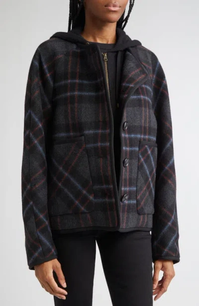 Veronica Beard Martine Scarf-detailed Checked Wool-blend Jacket In Black