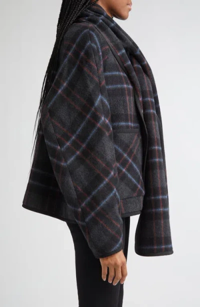 Veronica Beard Martine Scarf-detailed Checked Wool-blend Jacket In Black