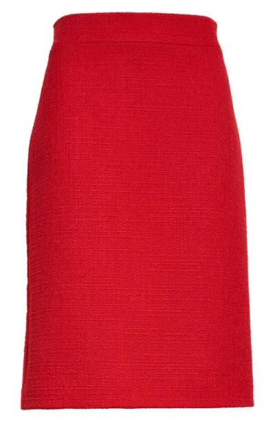 Valentino High-rise Wool-blend Tweed Pencil Skirt In Red