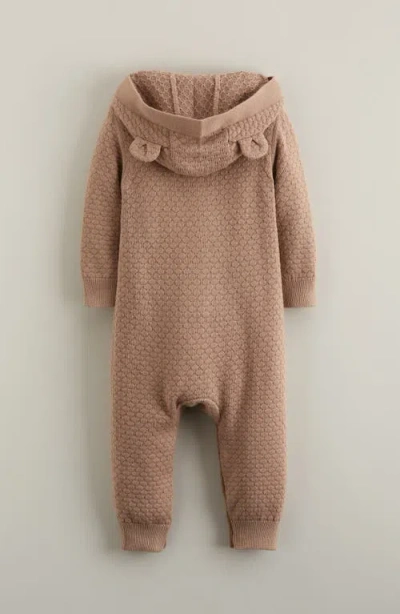 Nordstrom Hooded Bear Pointelle Sweater Romper In Brown