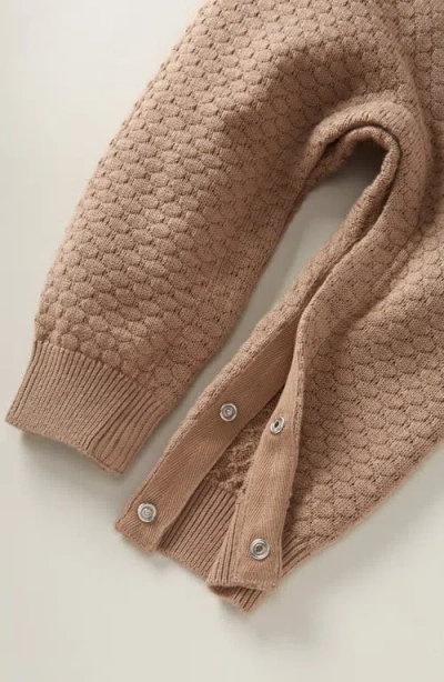 Nordstrom Hooded Bear Pointelle Sweater Romper In Brown