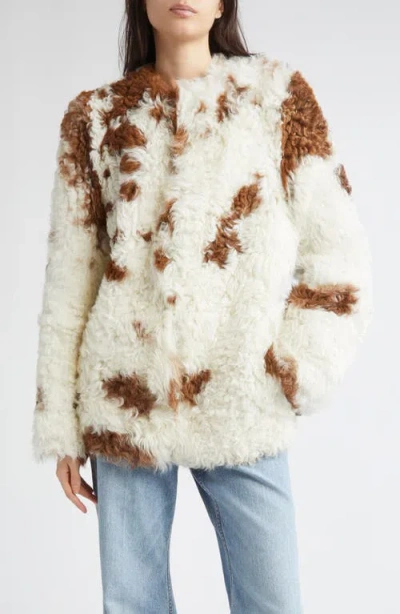Zimmermann Hypnotic Spot Shearling Leather Jacket In White