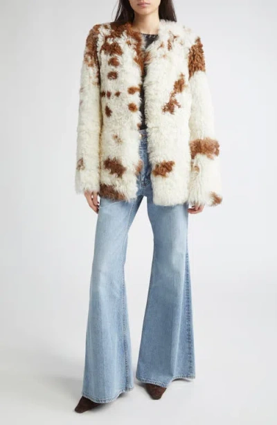 Zimmermann Hypnotic Spot Shearling Leather Jacket In White