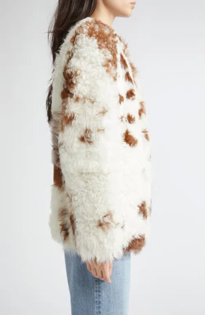 Zimmermann Hypnotic Spot Shearling Leather Jacket In White