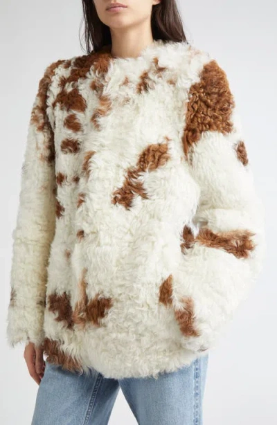Zimmermann Hypnotic Spot Shearling Leather Jacket In White