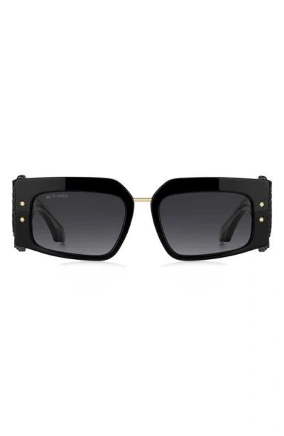 Etro Blossom 54mm Rectangular Sunglasses In Black