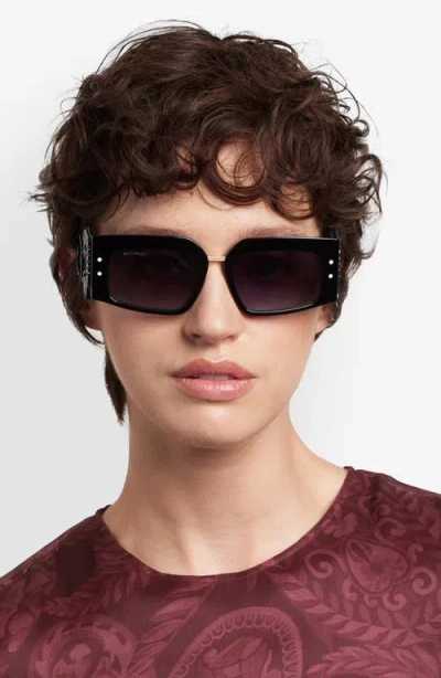 Etro Blossom 54mm Rectangular Sunglasses In Black