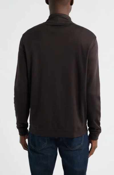 Scott Barber Pima Cotton Interlock Quarter Zip Pullover In Brown