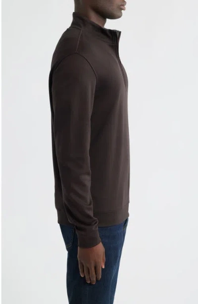 Scott Barber Pima Cotton Interlock Quarter Zip Pullover In Brown
