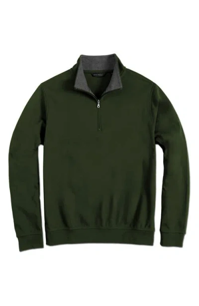 Scott Barber Pima Cotton Interlock Quarter Zip Pullover In Green