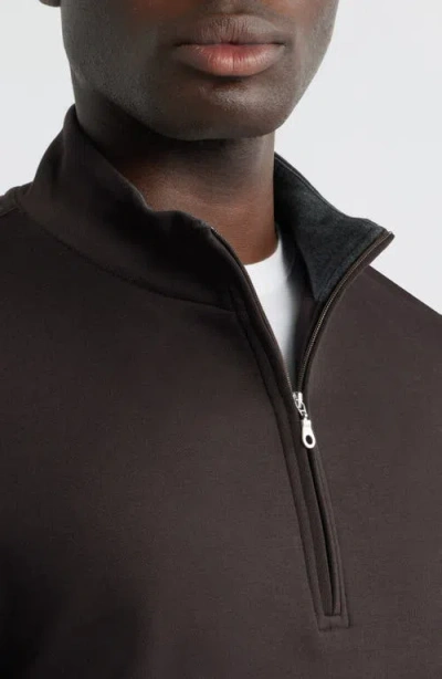 Scott Barber Pima Cotton Interlock Quarter Zip Pullover In Brown