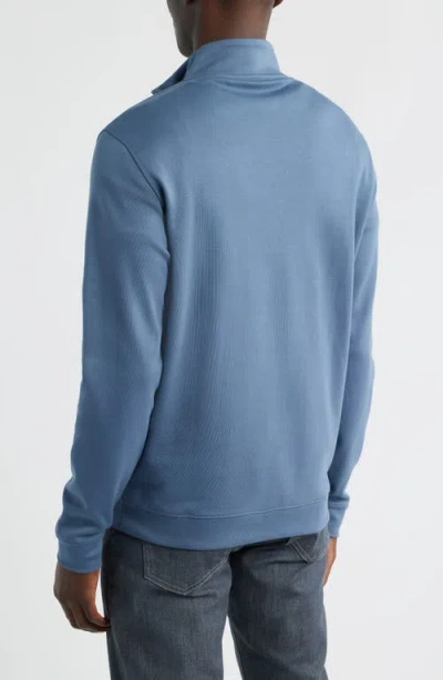 Scott Barber Pima Cotton Interlock Quarter Zip Pullover In Blue