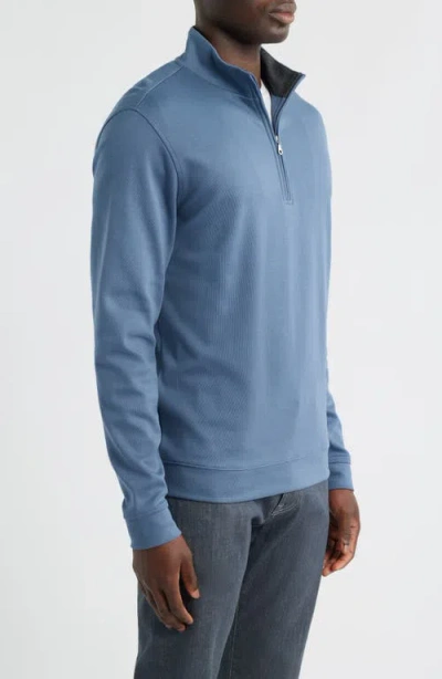 Scott Barber Pima Cotton Interlock Quarter Zip Pullover In Blue
